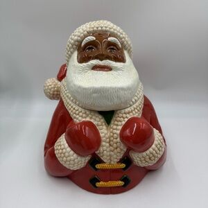 Clay Art Black Santa Claus cookie jar Rare